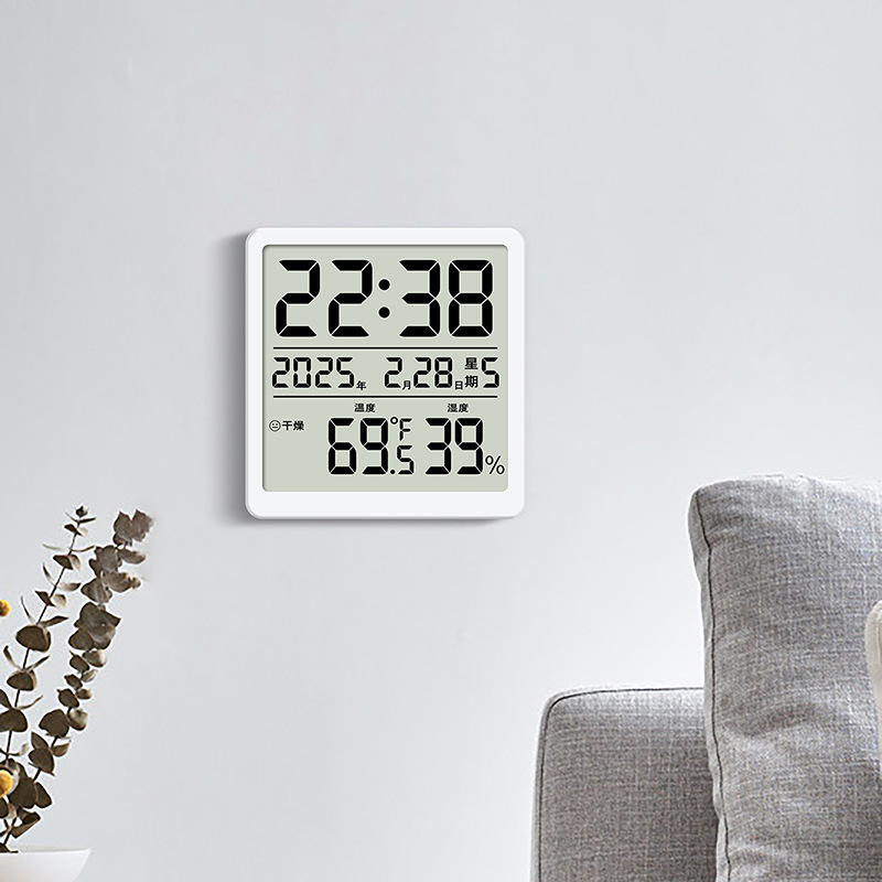 Ultra-Thin Thermometer Clock Indoor Home Multifunctional Alarm Clock Electronic Temperature Meter Magnetic Refrigerator 3702