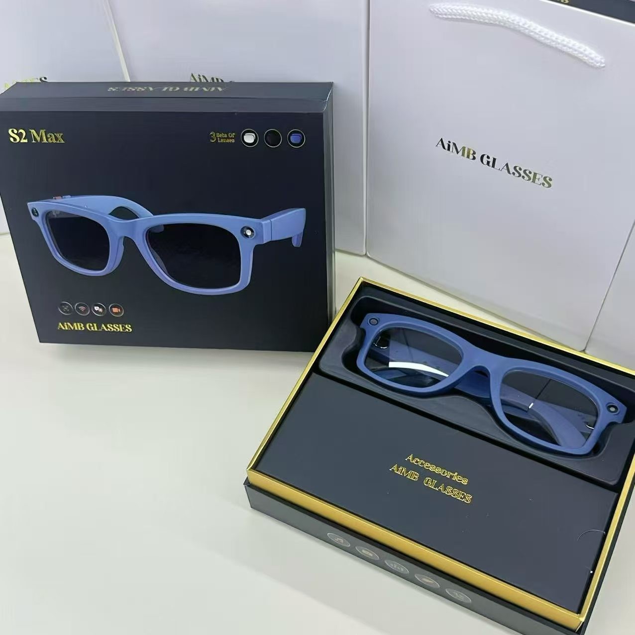 AIMB-S2max smart glasses support fast charging 500W pixel translation photo video recording Bluetooth call