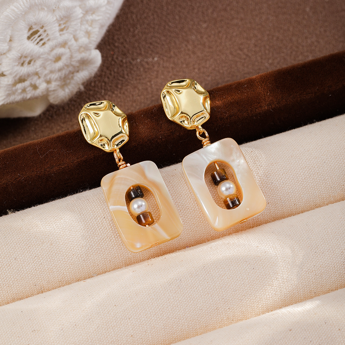 Jewelry Set Abalone Shell Autumn Winter Earring Necklace Set Milad Style Women's Jewelry Set Vintage Jewelry
