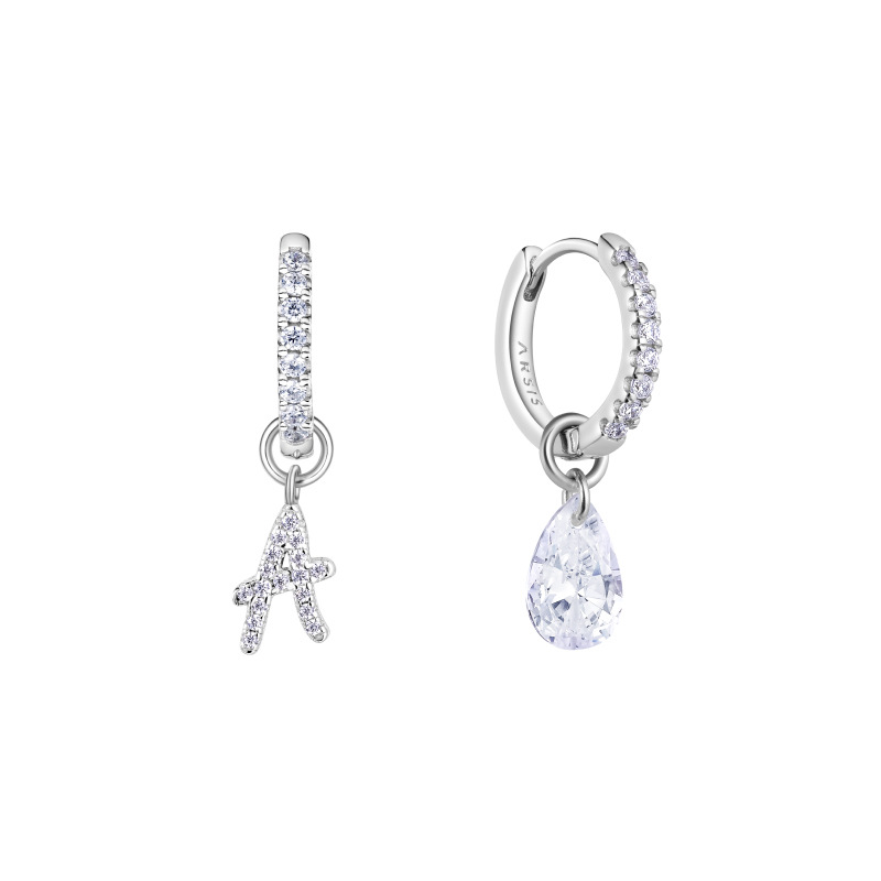 Exclusive Initial Letter Earrings AB Stud Earrings Original Design Ear Accessories