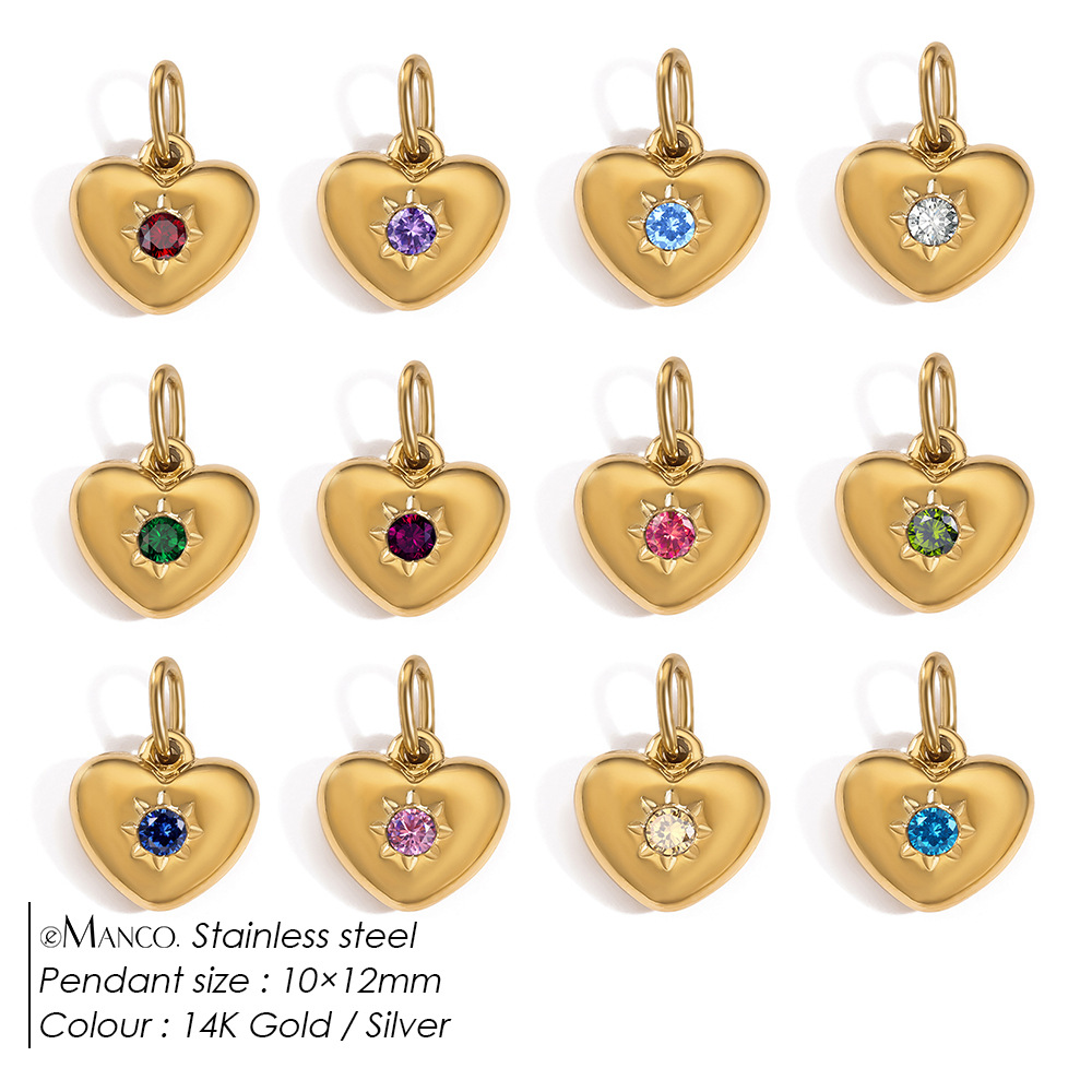 eManco 14K Gold Plated Rhinestone Love Small Pendant Handmade DIY Necklace Bracelet Earrings Jewelry Accessories Vacuum Plating