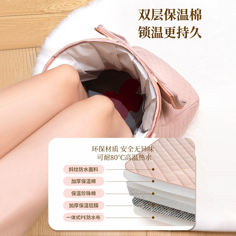Double Layer Cotton Insulated Foot Soaking Bag Travel Foldable Foot Soaking Bucket Portable Foot Bath Bag Water Saving Boot Quilted Foot Soaking Bag