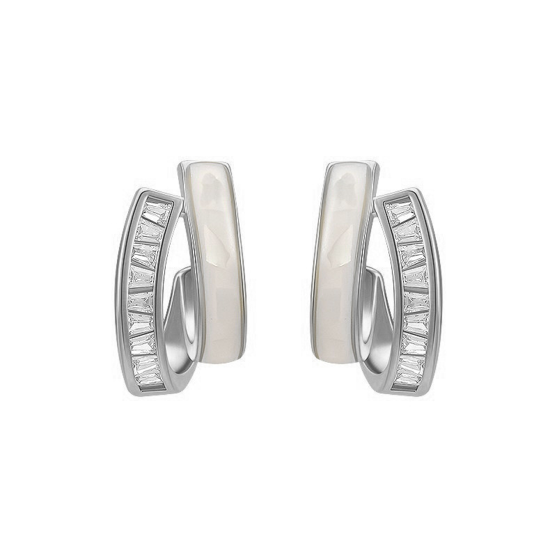 Double-layer ear studs women summer simple earrings S925 ear pin earrings ear accessories 2023 new