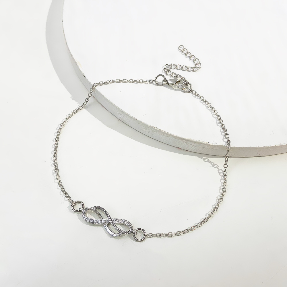 Infinity 8 Symbol Link Exquisite Anklet Diamond Inlay Beach Foot Jewelry Women