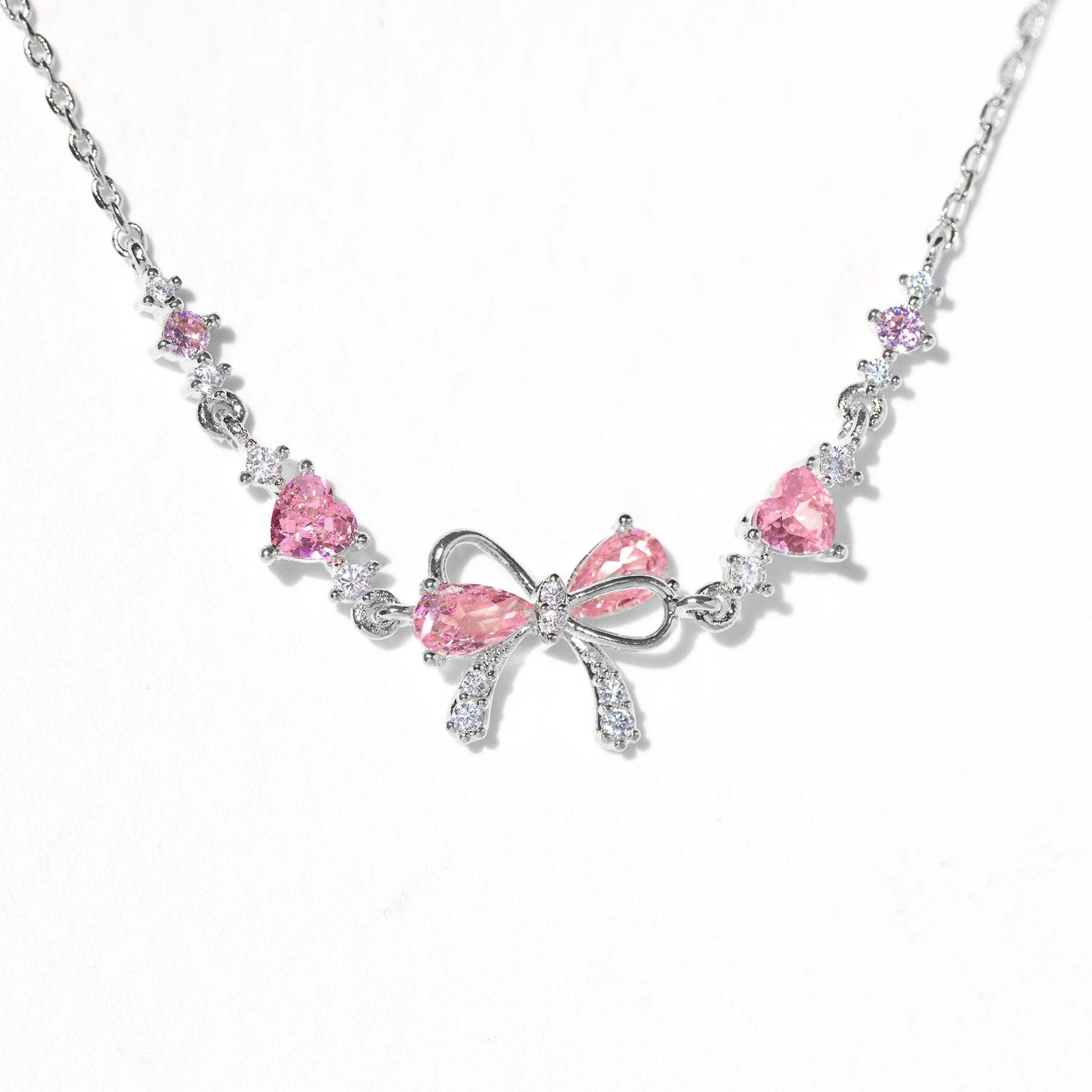 Cute and sweet bracelet with heart zircon, butterfly knot, Valentine's Day bead gift, popular item