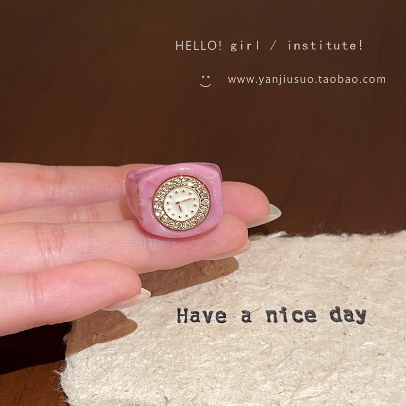 Cute Dopamine Love Geometric Ring for Women Fun Index Finger Ring Simple Colorful Ring