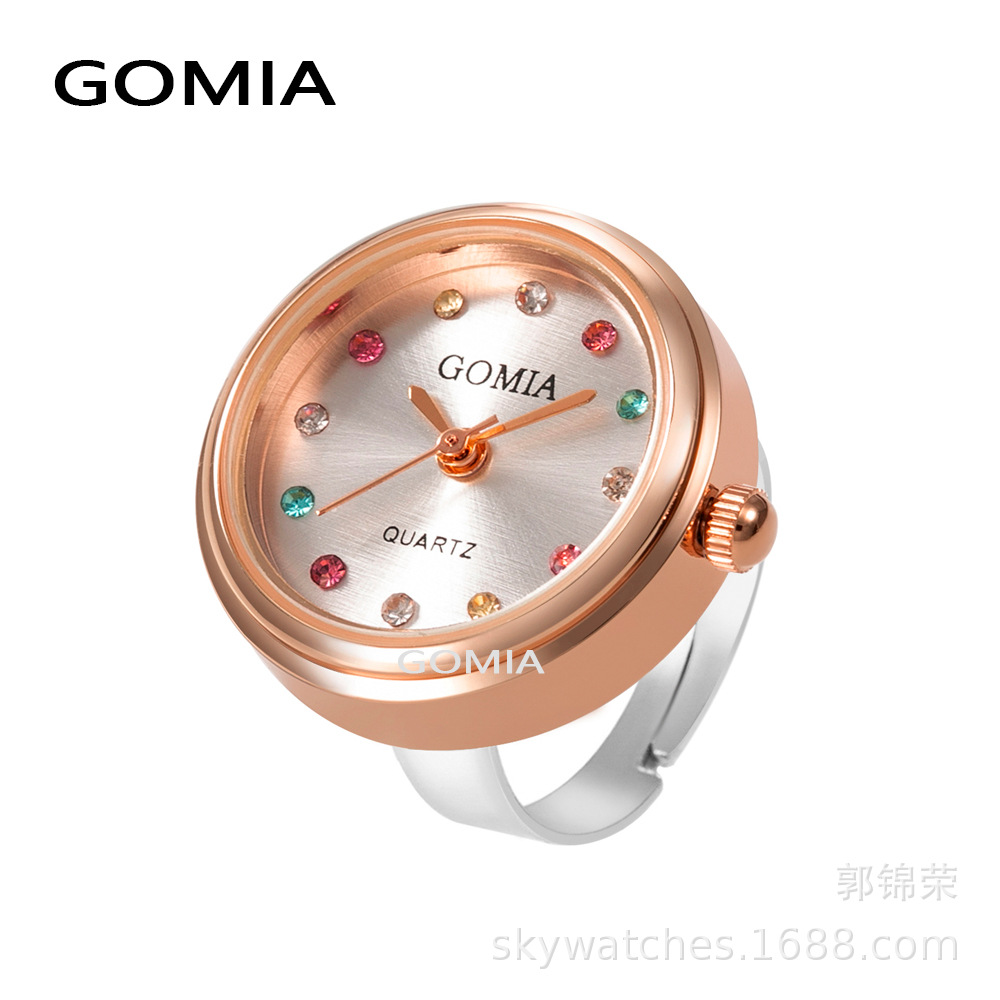 GOMIA Ring Watch New Colorful Diamond Mini Finger Watch Student Can Life Waterproof Watch