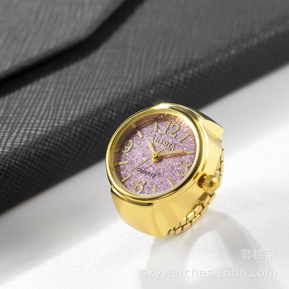 Ring Watch for Women, New Simple Digital Glitter Watch Student Finger Ring Watch Gold Finger Watch