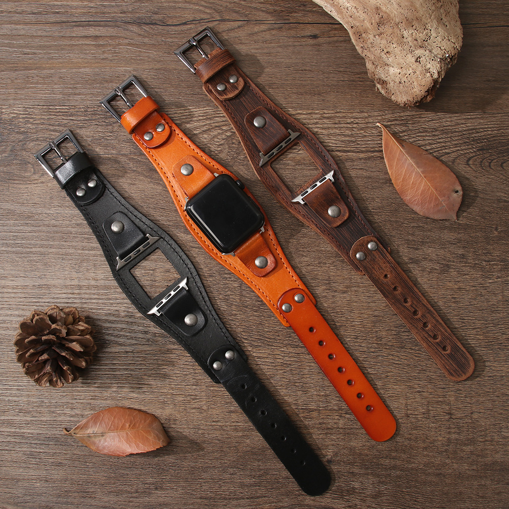New Apple Watch Strap Cowhide Leather Strap for Apple Watch Universal Leather Wristband