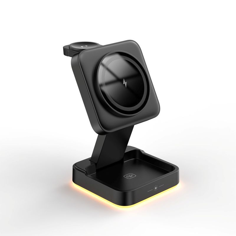 Desktop Phone Stand Foldable Vertical Compatible with Apple 3-in-1 Magnetic 15W Phone Wireless Charger