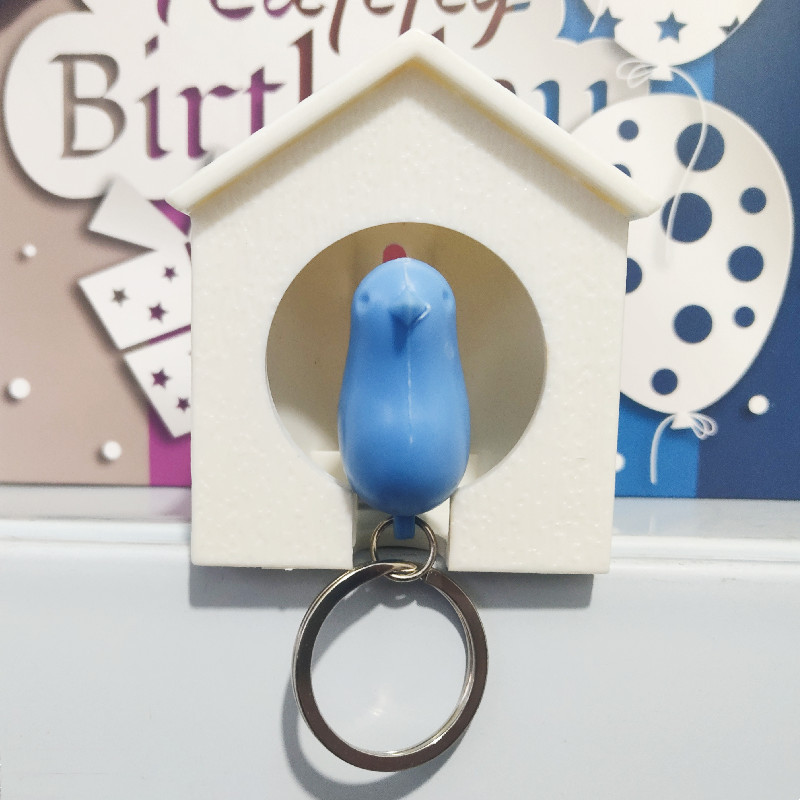 Love Nest Bird Keychain Key Finder Single Sparrow Whistle Birdhouse Novelty Gift