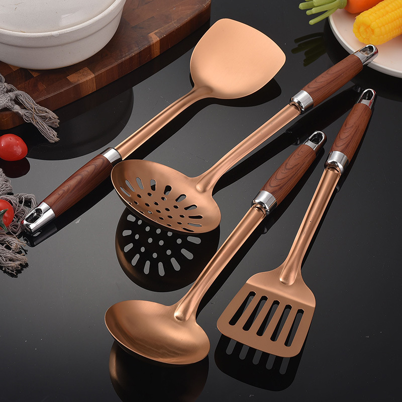 Thickened Stainless Steel Spatula Frying Spoon Slotted Spoon Frying Spatula Kitchen Utensils Set Frying Iron Spatula Home Kitchen Anti-Scald