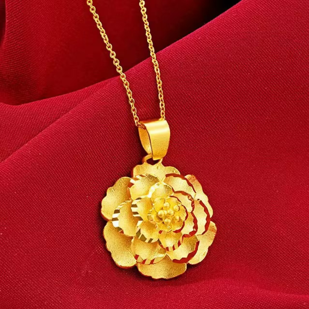 Peony flower pendant ethnic style gift for women