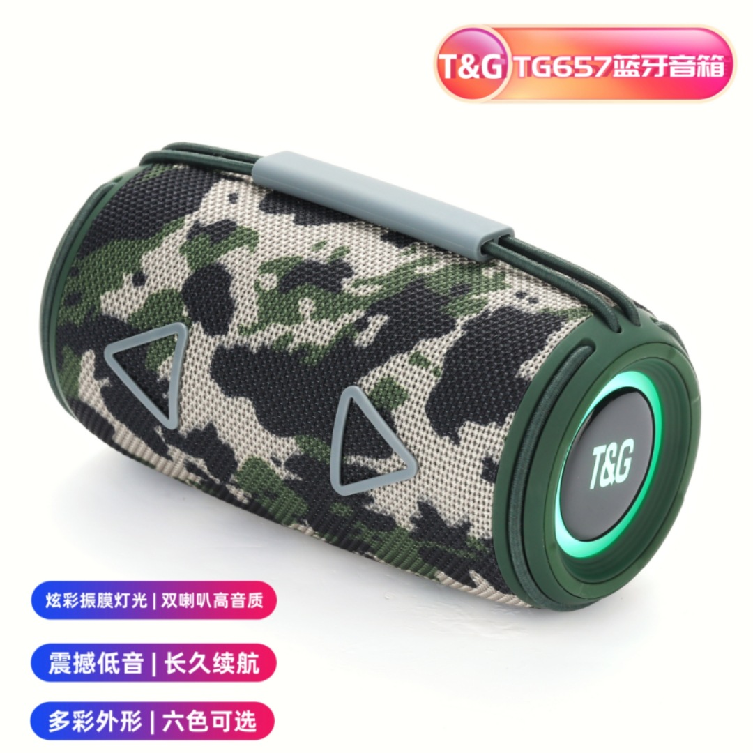 New Bluetooth Speaker TG657 Outdoor Portable Sports Cylindrical RGB Light Handheld Subwoofer Speaker
