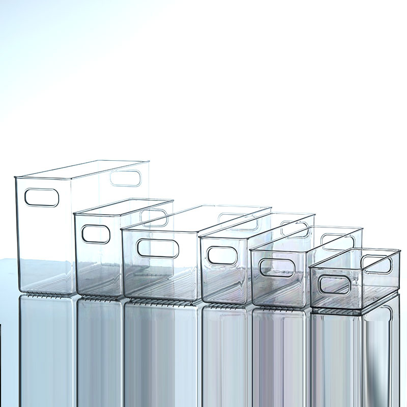 Desktop storage box, narrow and tall, transparent acrylic for snacks, kitchen, mirror cabinet, files, bathroom