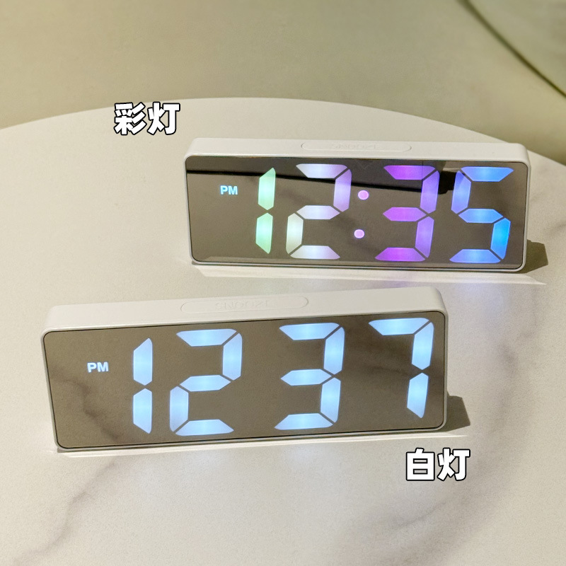 LED Mirror Electronic Alarm Clock USB Battery Dual Use Smart Voice Control Clock Student Special Alarm Clock