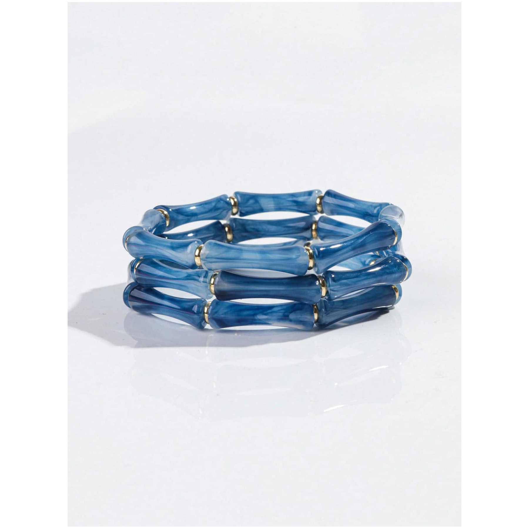 Acrylic Curved Tube Bracelet Stacking Elastic Beaded Bamboo Tube Bracelet