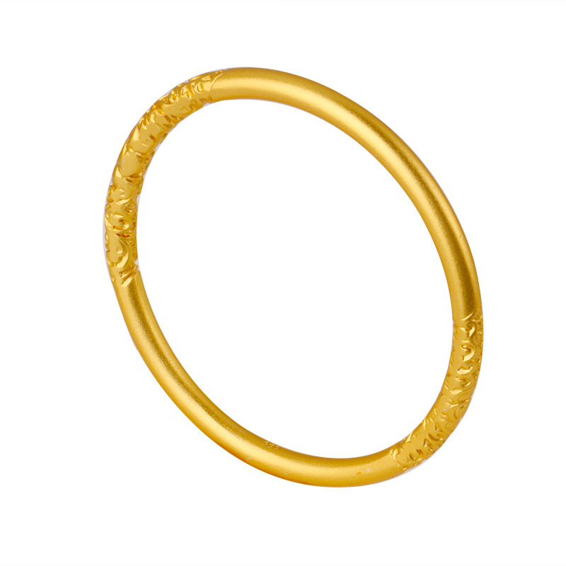 Inside and outside one color copper gold-plated ancient method sand gold bracelet imitation gold bracelet women open push-pull bangle gold shop