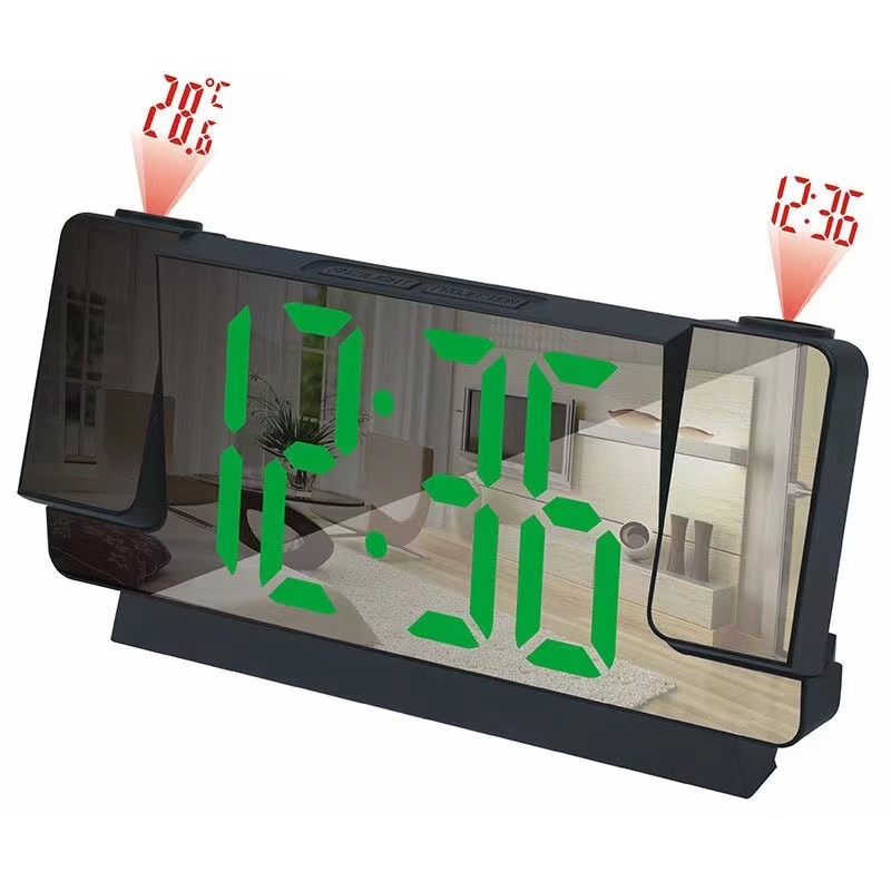 New Mirror Projection Alarm Clock Large Screen Display Silent Snooze Electronic Clock Multifunctional Smart Digital Glow Desk Clock