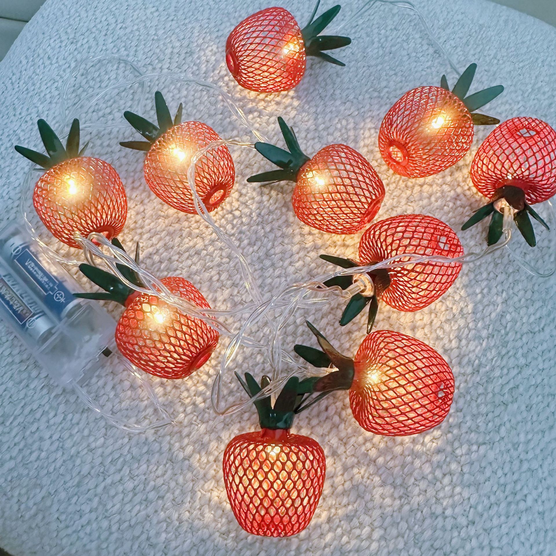 Grid Apple Light String USB Christmas Birthday Party Room Courtyard Decorative Lights Fruit Light String