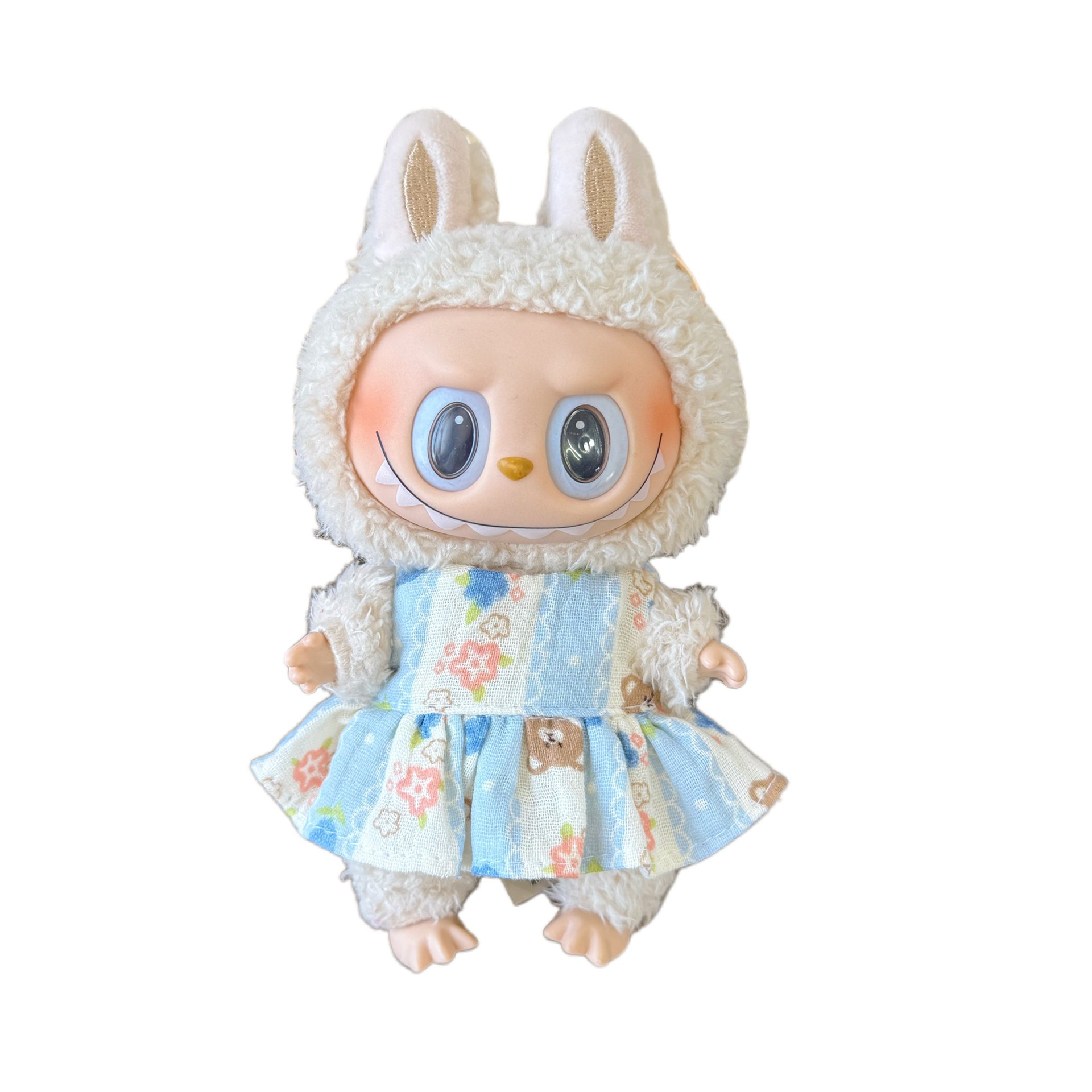 Original new summer long-legged KT Gazi sister crying baby Labubu pastoral style dress doll clothes