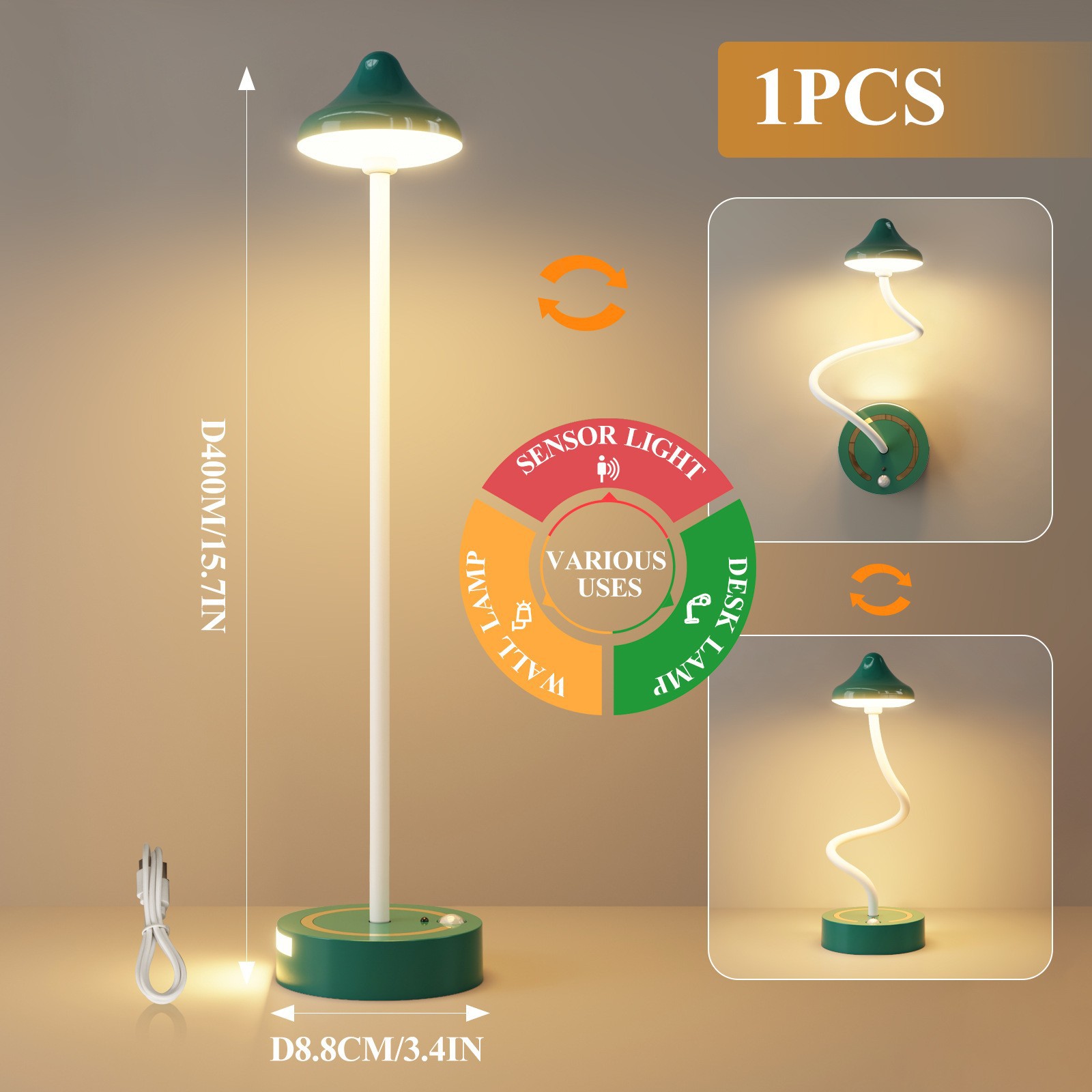 Bedroom Decorative Human Body Induction Table Lamp LED Touch Charging Hotel Desktop Atmosphere Walnut Table Lamp