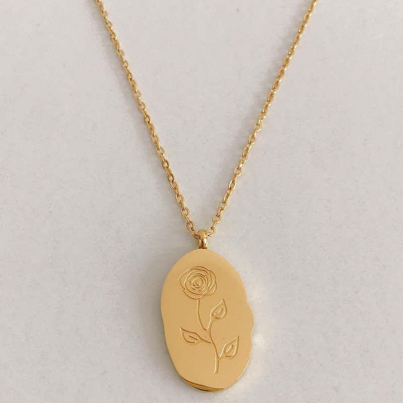 Stainless steel December flower irregular pendant necklace titanium steel December flower birth flower necklace month flower