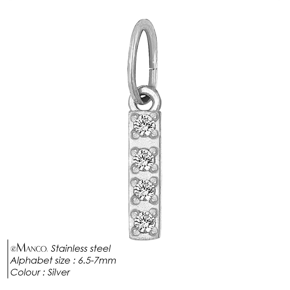 eManco Full Diamond Stainless Steel Jewelry Accessories Letter Single Pendant DIY Zircon Necklace Bracelet Charm