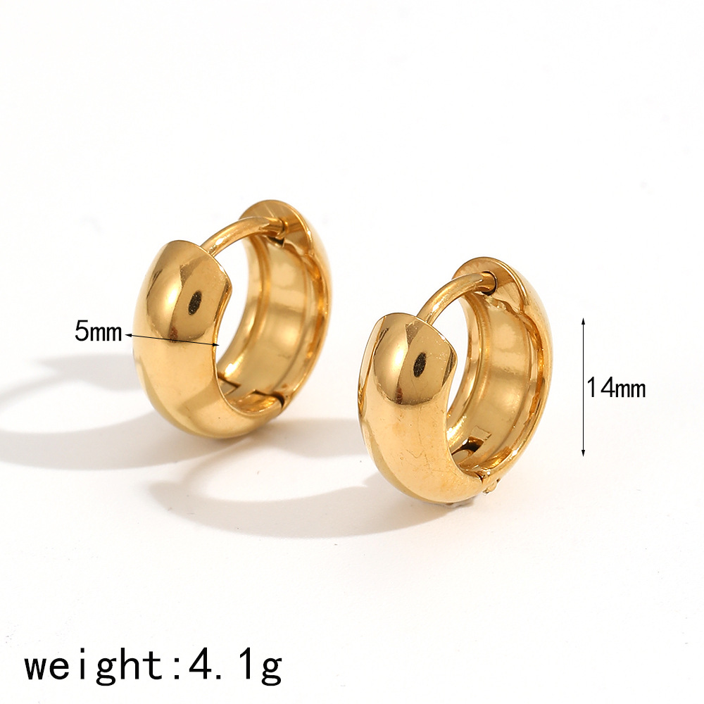 Titanium steel ear buckle 18k gold u-shaped small simple ear stud earrings