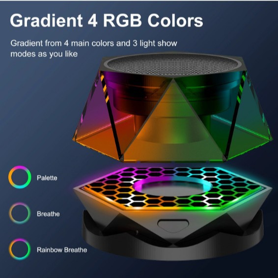 Phone stand magnetic Bluetooth speaker, transparent colorful light portable wireless subwoofer gift audio
