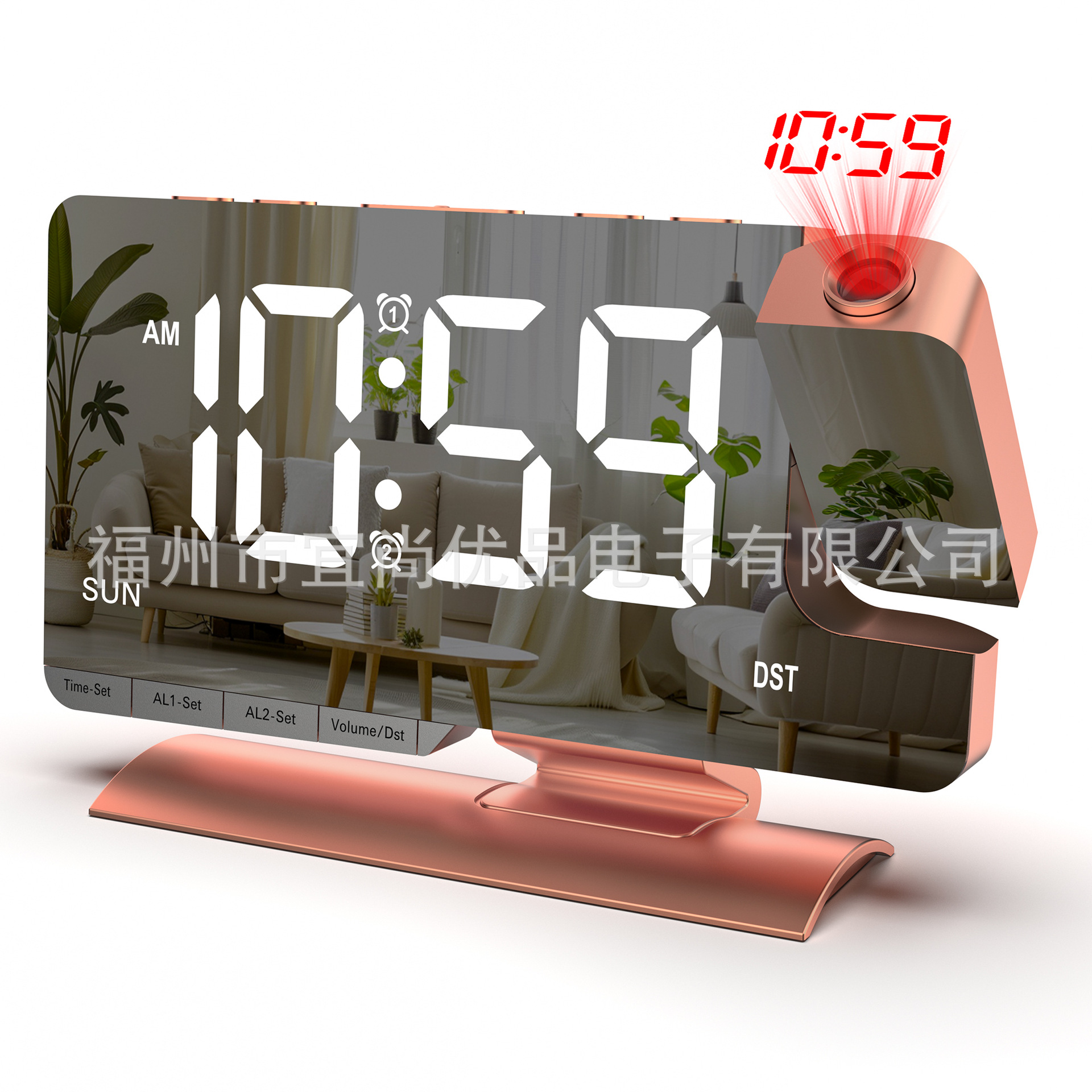 2026 New Large Screen LED Projection Clock Daylight Saving Time Desktop Electronic Clock Week Workday Dual Alarm Clock