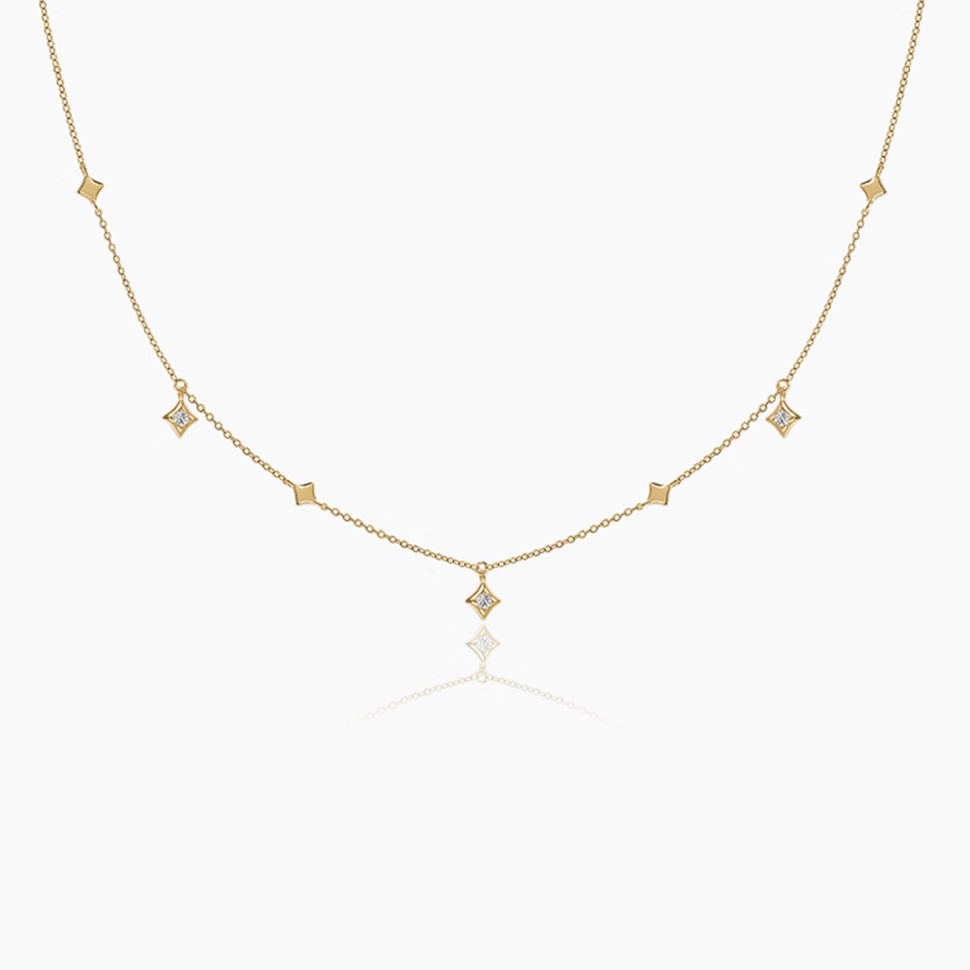Exclusive Starry Sky Necklace Women Four-Pointed Star Collarbone Chain Sweater Chain