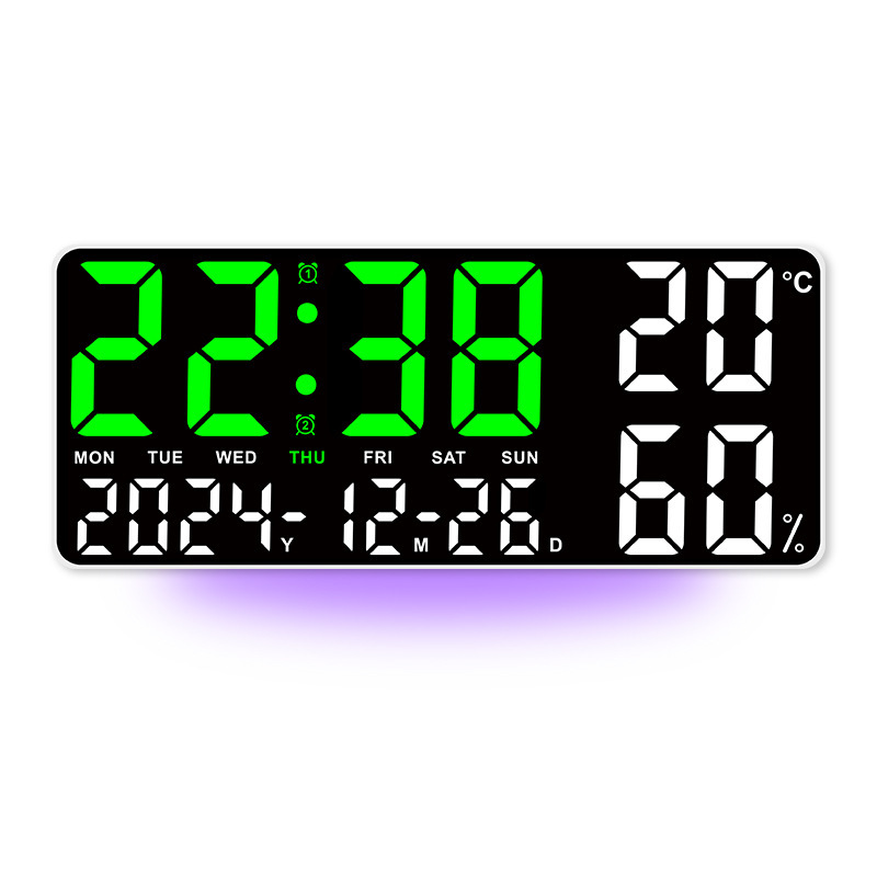 New Temperature and Humidity Living Room Wall Clock Simple Multifunctional Electronic Clock Large Font with Night Light Multiple Alarm Groups GH9002