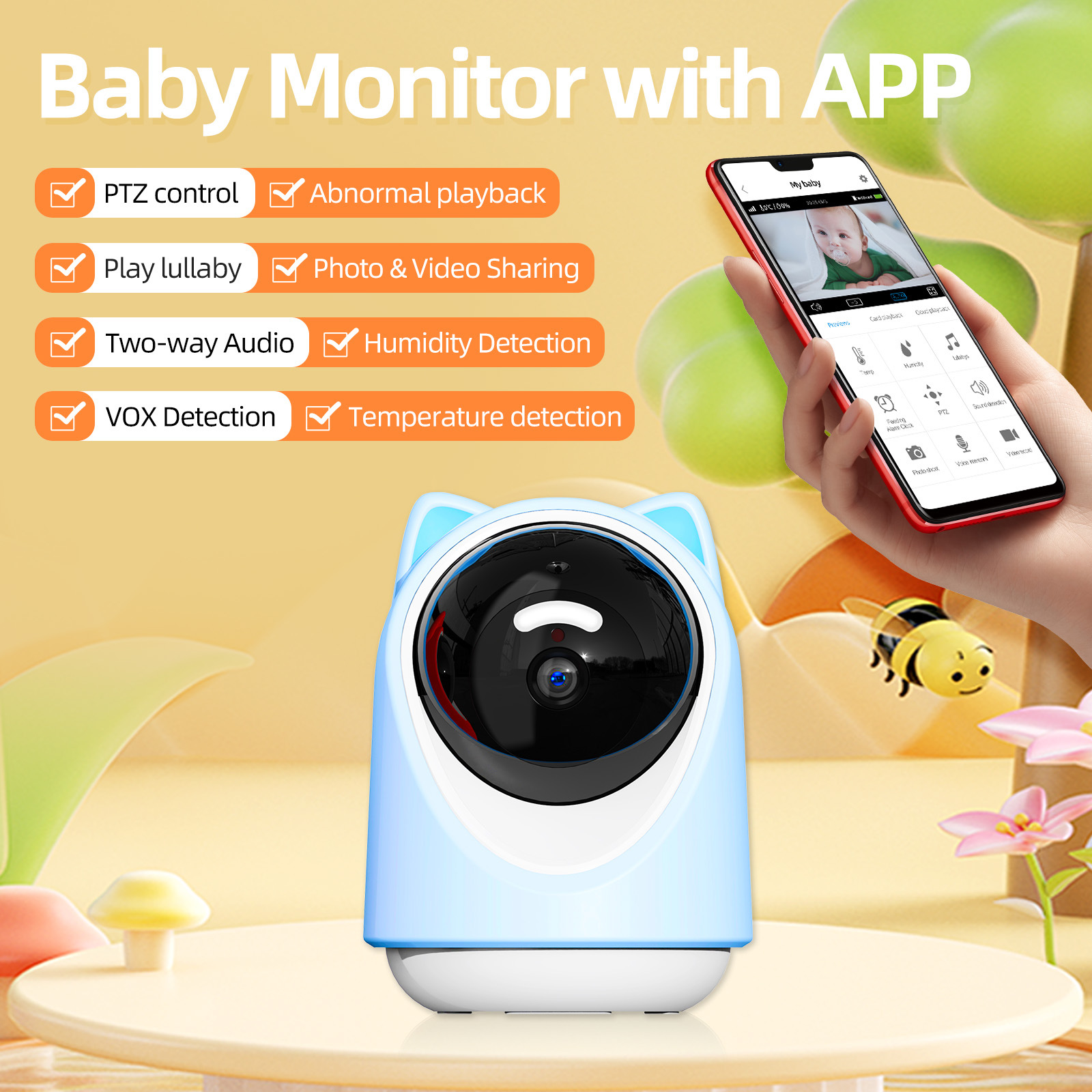 5G Baby Monitor with APP HD Care baby monitor Home Baby Camera