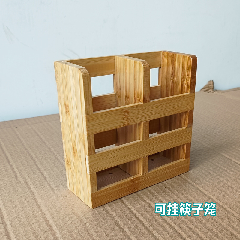 Folding draining bowl rack bamboo double-layer bowl plate rack kitchen storage rack with chopstick holder
