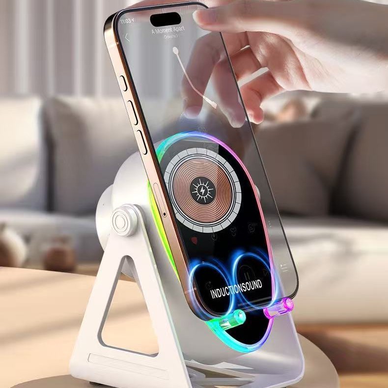 H68 Bluetooth Induction Phone Stand Speaker Charging Three-in-One with Fast Charging 2025 New Bluetooth Speaker
