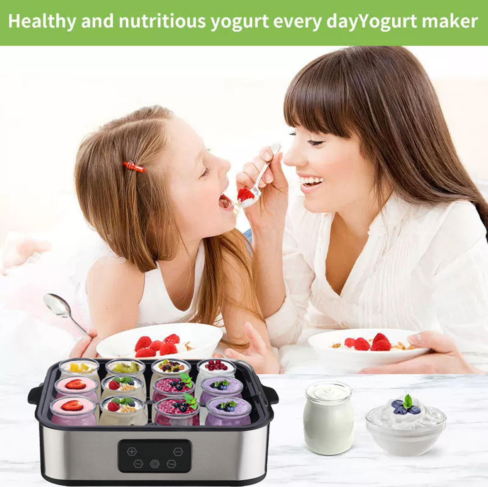 12-Cup Yogurt Maker Homemade Jam Ice Cream Pudding Breakfast Machine YOGURT MAKER Yogurt Fermentation Machine