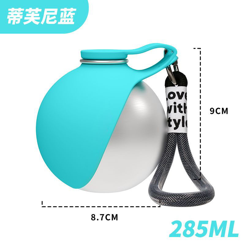 New Pet Supplies Stainless Steel Water Bottle Round Outdoor Water Cup Portable Foldable Cat Dog Water Dispenser
