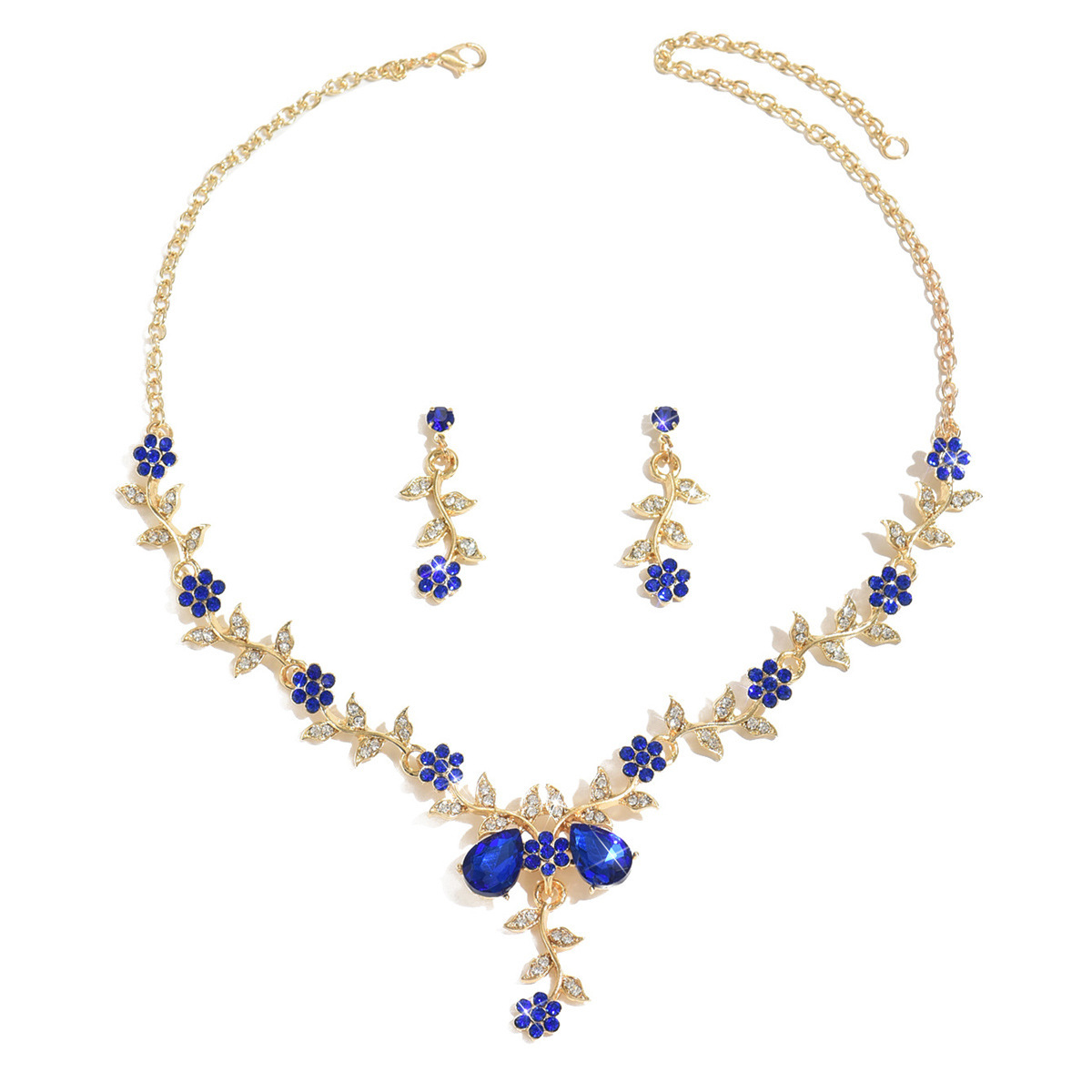 Exquisite Flower Jewelry Set Bride Wedding Evening Dress Two-Piece Set