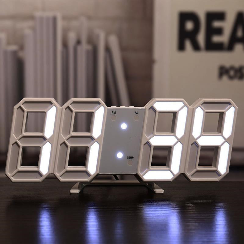 3D digital clock, living room LED stereo wall clock, smart temperature clock, 8-character wall clock, electronic alarm clock