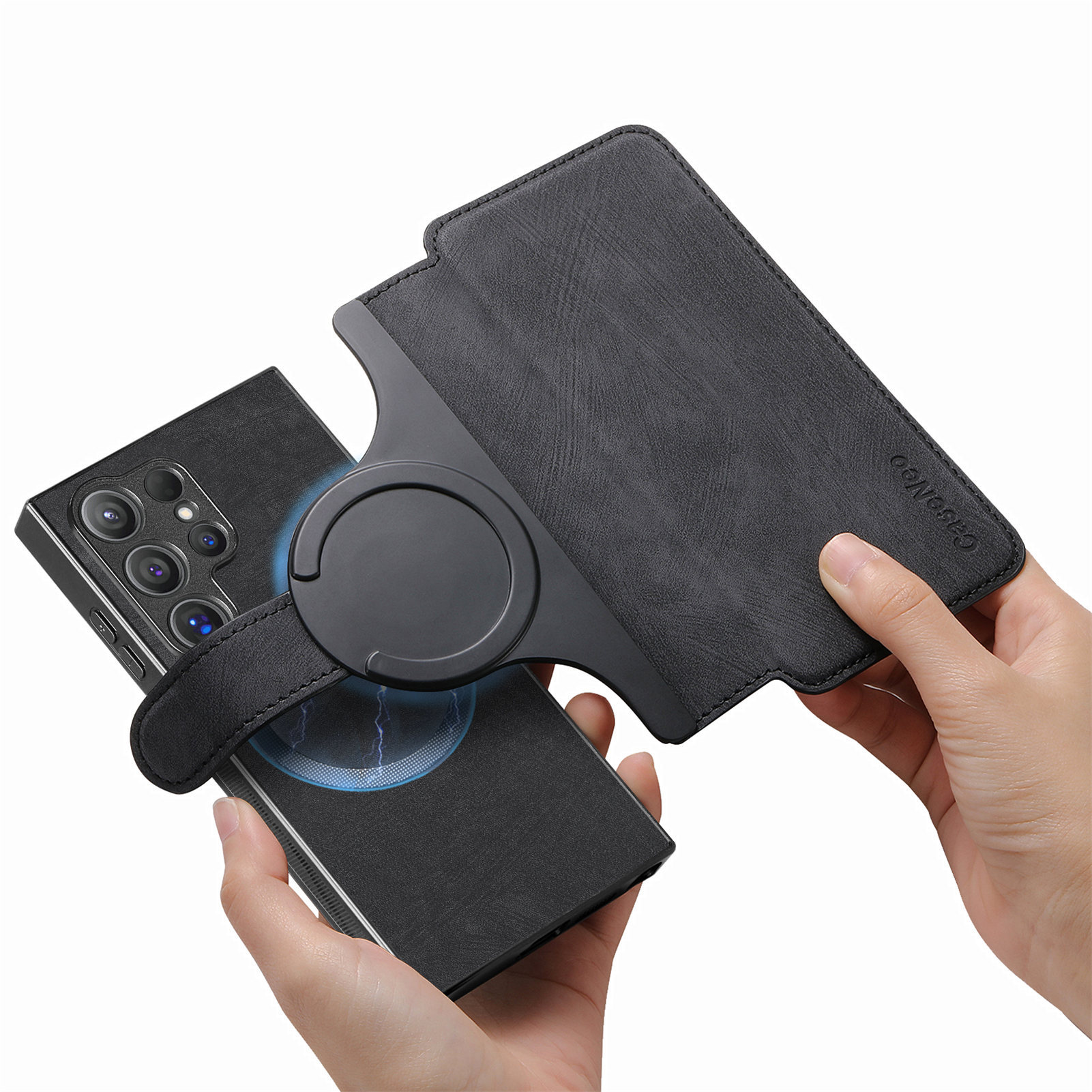 Magnetic detachable two-in-one front cover for Samsung S26Ultra phone leather case strong magnetic card slot stand