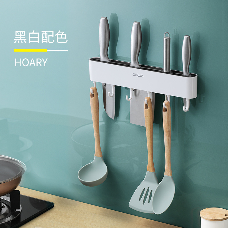 Wall-mounted knife holder, multifunctional kitchen supplies, no drilling, knife storage rack, household knife organizer