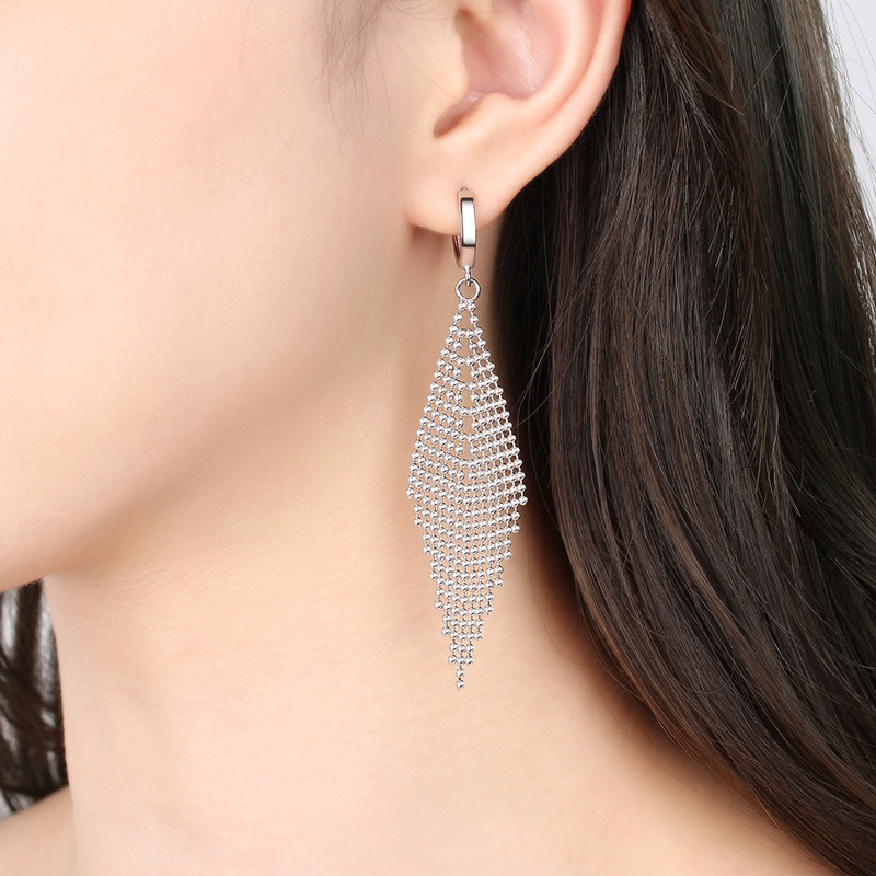 Bead curtain earrings, water drop wheat earrings, long tassel earrings