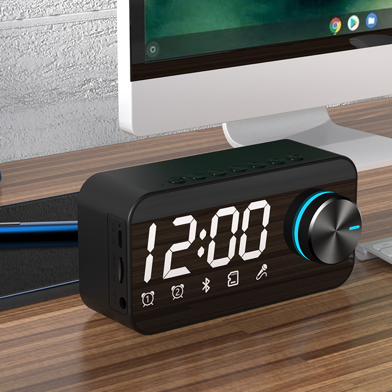 New Bluetooth Speaker Smart Clock Alarm Small Speaker Wireless Portable Outdoor Bass Loud Volume