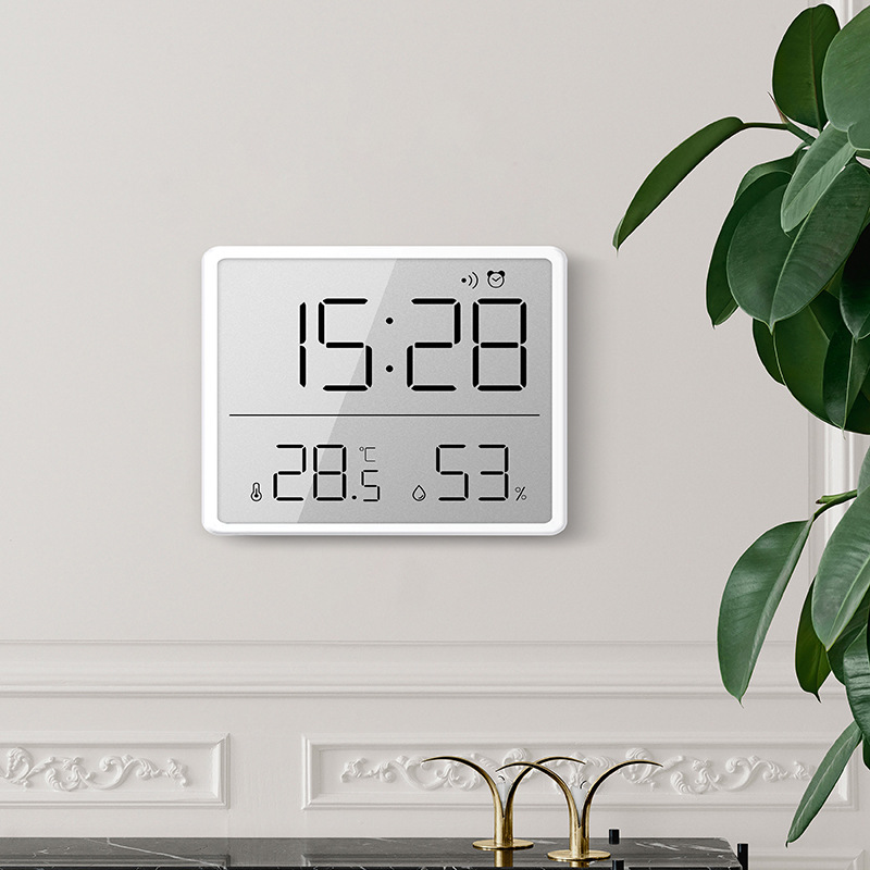 Slim Electronic Clock Simple Digital Clock Wall-Mounted LCD Small Alarm Clock Multifunctional Temperature Electronic Clock 8218