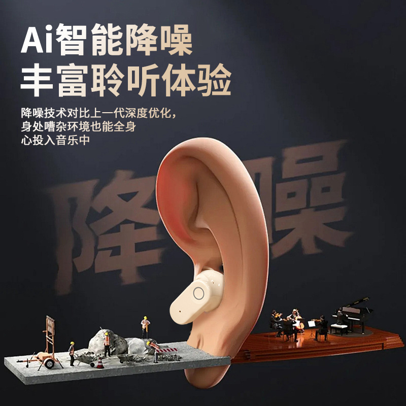 Bluetooth Headphones 2025 New Ultra-long Battery Life Large Capacity True Wireless Long Wearing No Pain High Sound Quality Semi-in-ear Original