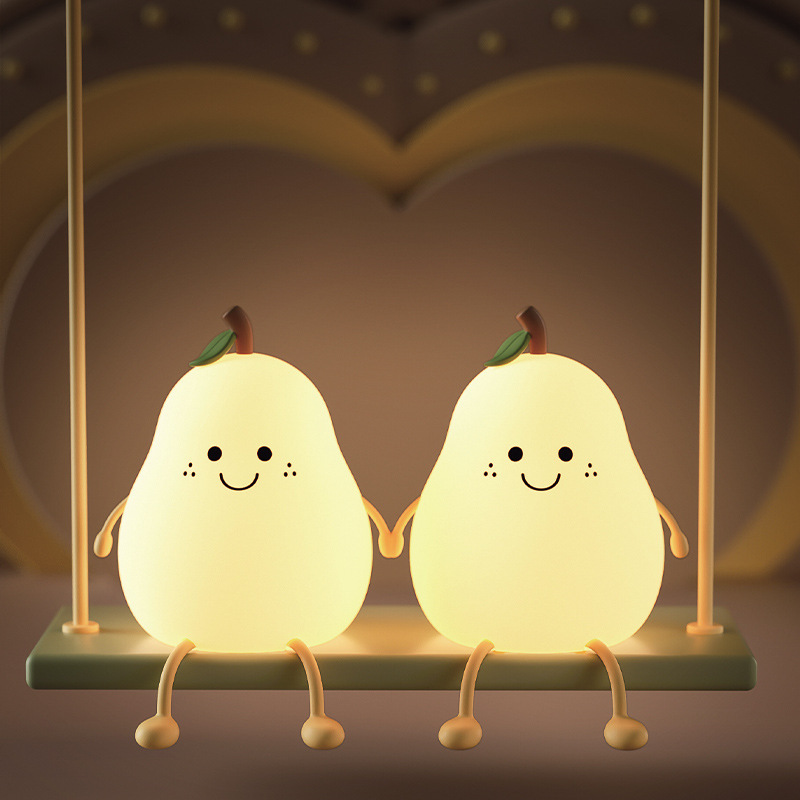 Never separate duck pear night light bedroom sleep bedside silicone gift inseparable pat pat lamp cute