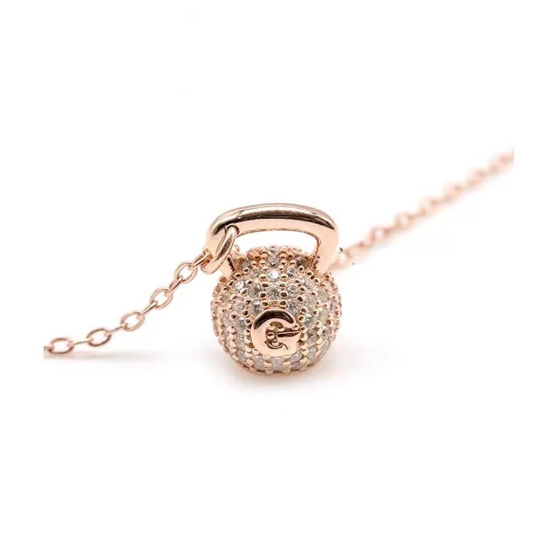 Crystal Grid Kettlebell Necklace Women's Niche Stone-Set Collarbone Chain Couple Gift