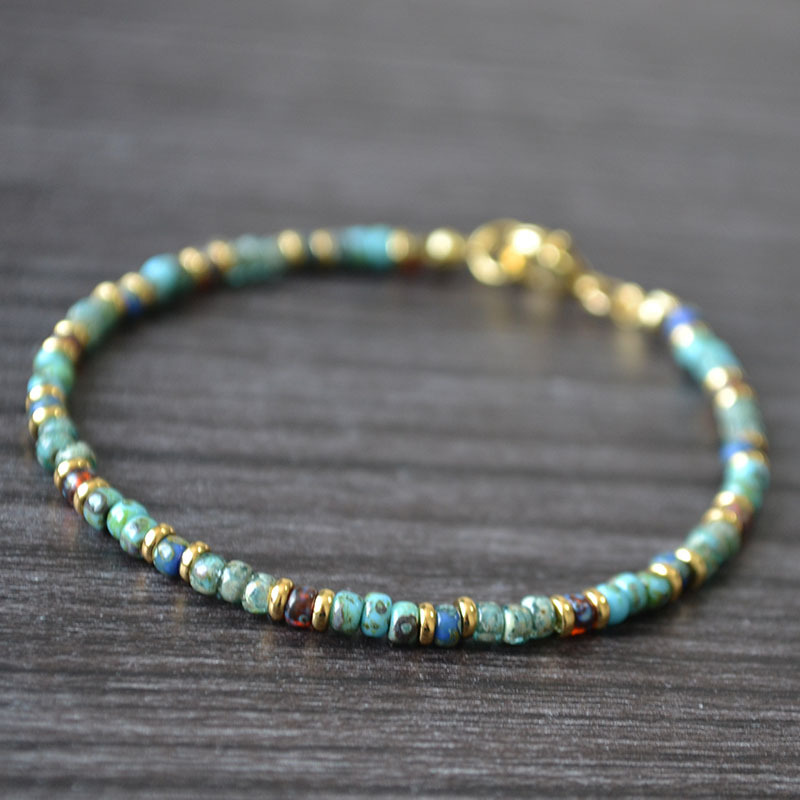 Japanese Miyuki Picasso antique beads bohemian handmade beaded simple bracelet anklet