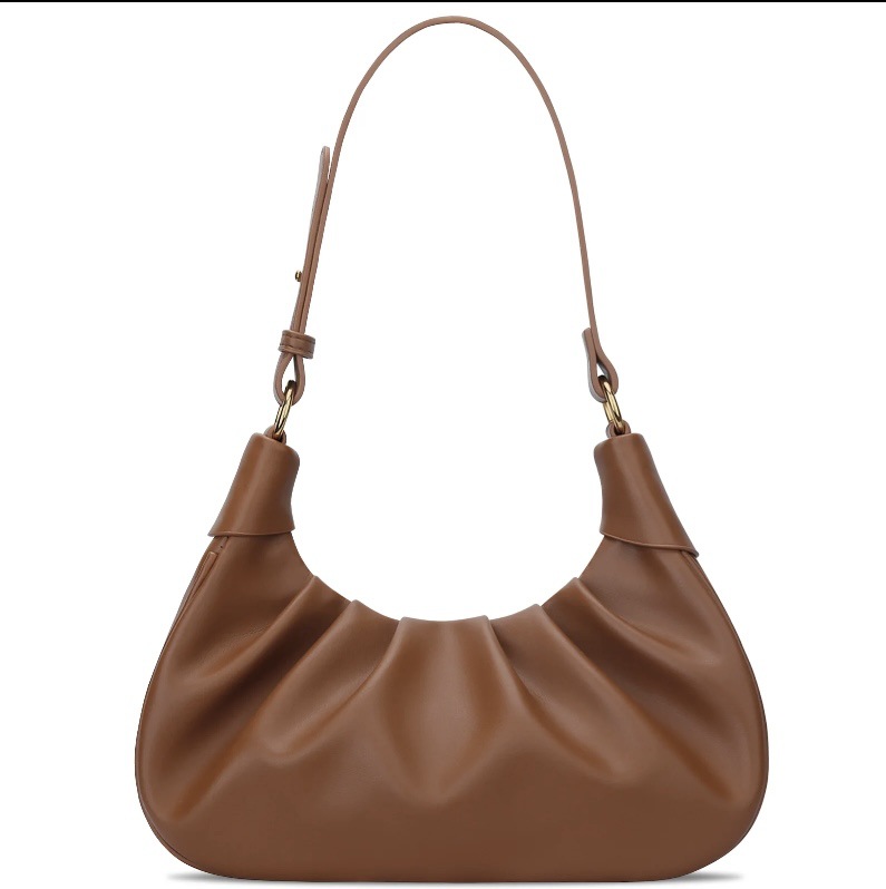 Wrinkled Soft Leather Cloud Bag Commuter Casual Single Shoulder Crossbody Bag Textured Handheld Bag Urban Simple